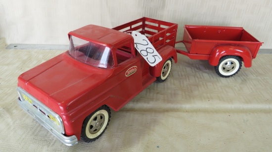 1963 TONKA STAKE PICKUP WITH PICKUP BED TRAILER