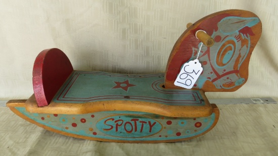 SPOTTY WOODEN ROCKING HORSE