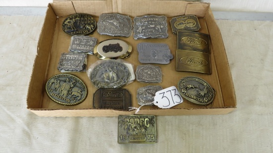 FLAT W/ 1975 HESSTON RODEO BELT BUCKLE AND MISC