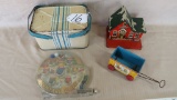 FLAT WITH TIN LUNCH BOX, PLASTIC BALL GAME,