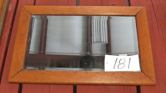 BEVELED MIRROR WITH OAK FRAME