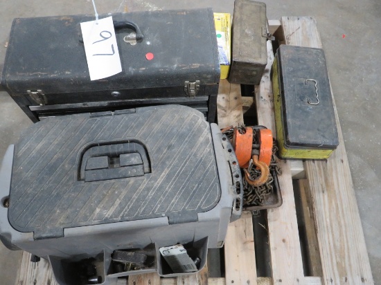 PALLET OF TOOL BOXES AND MISC