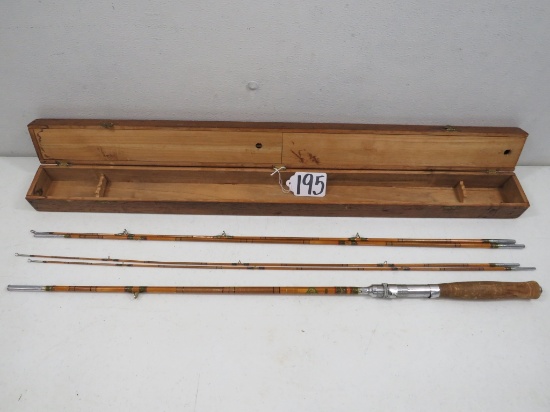 VINTAGE DRAGON BAMBOO FLY FISHING ROD W/ CASE AND