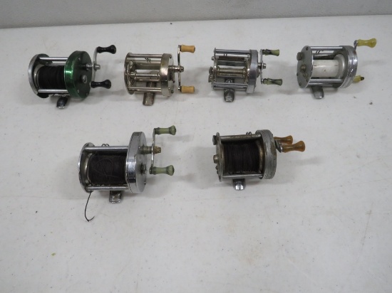 6 VINTAGE FISHING REELS