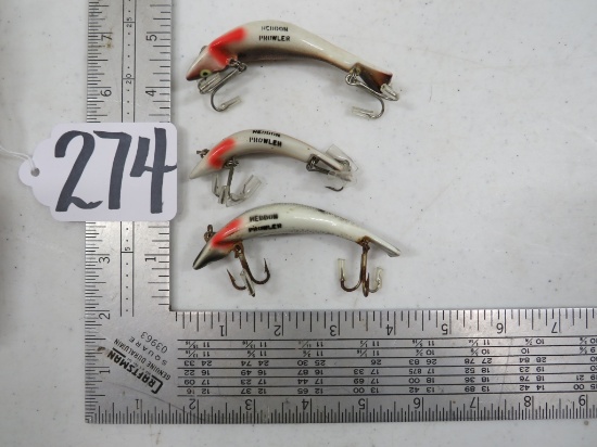 3 HEDDON VINTAGE FISHING LURES