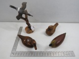3 DUCK DECOYS AND DUCK STATUE