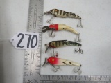 4 VINTAGE TRIPPLE JOINTED LURES
