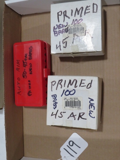250 ROUNDS NEW BRASS 45 CA PRIMED