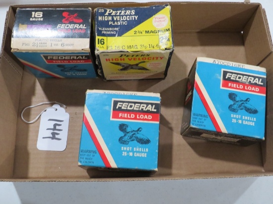 4 16 GA PETERS & FEDERAL SHOT GUN SHELLS