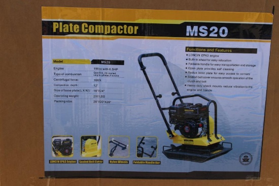 (NEW/UNUSED) Loncin MS20 Plate compactor 6.5 HP c/w wheel kit