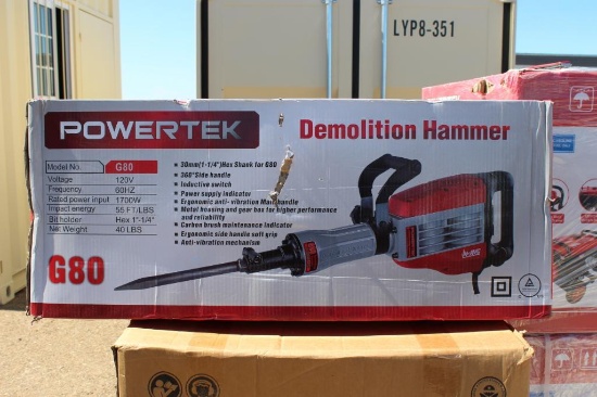 New/Unused Powertek G80 Demolition Breaker 40 lbs Impact Energy 55J