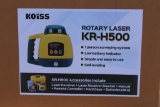 (NEW/UNUSED) KOISS KR-H500 Rotary laser level c/w remote, detector, Class 2 M, 600 RPM, slope range