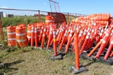 Qty of 120 (approx) Delineators with Weight Bases & 12 Orange Barrels/Cones