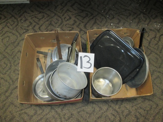 Boxes Of Pans And Miscellaneous Kitchen * 2
