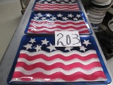 Three Patriotic Flag Platters 16x11