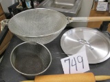 2 Strainers And Rolling Pin And New Stock Pot Lid