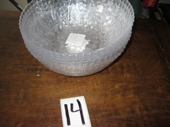 6 11" Crystal Cut Plastic Bowls - New
