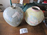 2x Decorative Clay Pots