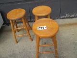 3x Oak Counter Stools 25