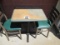 Pedestal Table, 2 Padded Metal Chairs