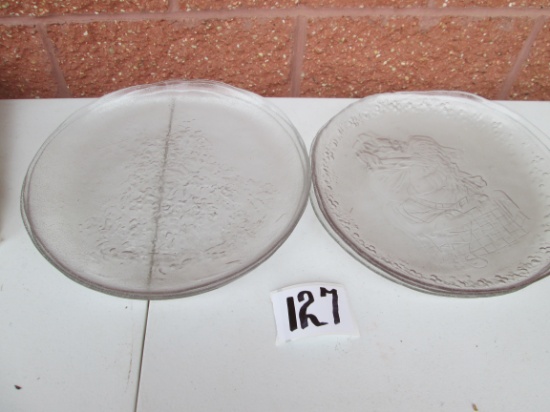 6x New 14" Glass Christmas Platters