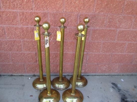 5x Vintage Brass Crowd Control Posts