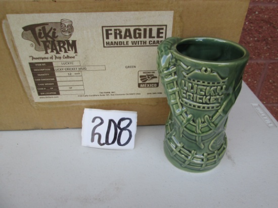 1 Dozen New Lucky Cricket Tiki Farm Green Mugs