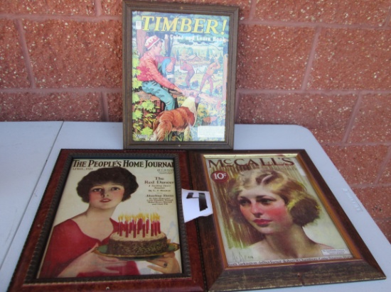 3 Vintage Framed Magazine Covers