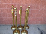 5x Vintage Brass Crowd Control Posts