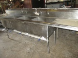 Heavy Stainless Steel 3 Compartment Sink