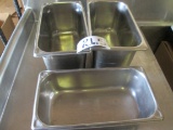 3x Third Size Stainless Steel Buffet Pans