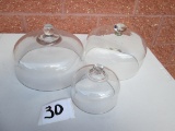 3 Heavy Glass Dome Food Covers