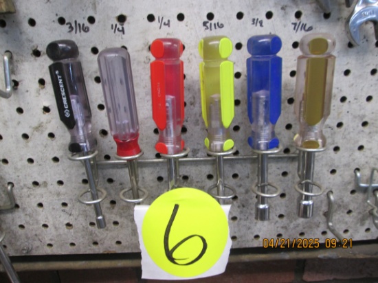 6 Asst Nut Drivers with Hanger
