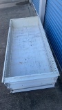 White shelving. Front and back. 6’ tall standing up