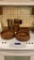 Wooden bowls and serving bowls and misc
