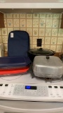 Pyrex dishes with bag and misc