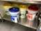 LOT - (5)ADVANTAGE 5-GALLON BUCKETS DISHWASHER CHEMICALS