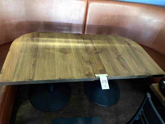 WALNUT STAINED ALDERWOOD 30"X29.5" TABLES W/ROUNDED SIDE FOR CORNER BOOTH