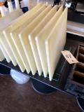 LOT - WHITE POLY CUTTING BOARDS W/RACK