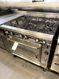 MONTAGUE LEGEND S/S 6-BURNER RANGE W/CONVECTION OVEN, STUB BACK & CASTERS MOD. V136-5