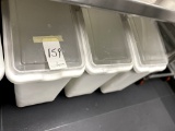 CONTINENTAL WHITE PLASTIC INGREDIENT BINS W/CASTERS (CRACKS ON TOP)