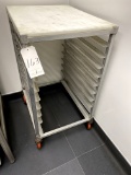 NEW AGE ALUMINUM HALF-SIZE BAKERS RACK W/POLYBOARD TOP & CASTERS