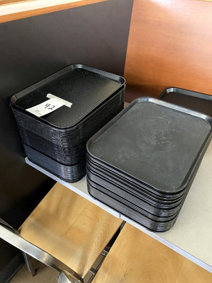 LOT - (77)BLACK PLASTIC 10.5"X15"/12.5"X16.5" TRAYS