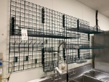 LOT - GREEN COATED WIRE WALL SHELVING