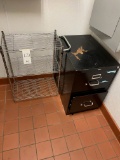 LOT - SMALL METAL WIRE RACK & 2-DRAWER FILE CABINET
