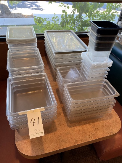 *LOT*(42)PLASTIC ASST FOOD CONTAINERS W/SOME LIDS