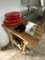 *LOT*WOOD TABLE W/SCALES & FOOD CONTAINERS