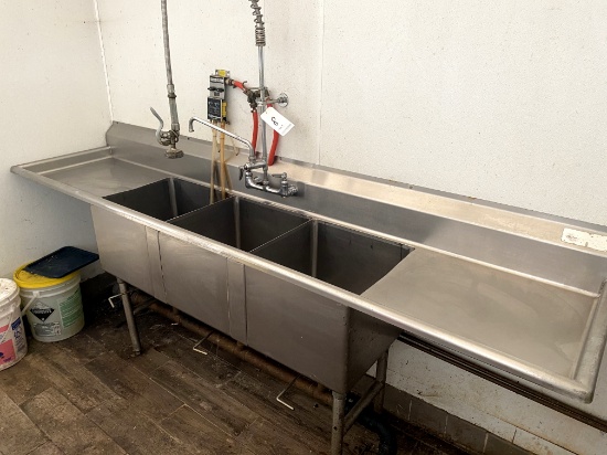 ALL S/S 3-COMPARTMENT 102" SINK W/PRERINSE & FAUCET