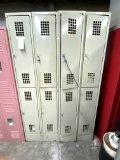 BEIGE METAL (4)HALF-DOOR EMPLOYEE LOCKER BANK