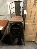 *EACH*BLACK METAL STACK CHAIRS W/WOOD SEATS